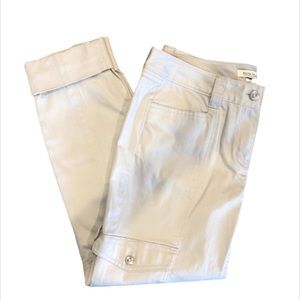 White House Black Market Gray Mid Rise Cotton Cuffed Pants